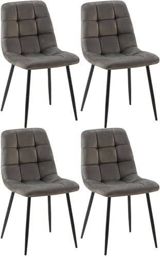 CLP Esszimmerstühle 4er Set Samt Asti, Bequeme Küchenstühle gepolstert, Polsterstühle Esszimmer mit Rückenlehne, bis 150 kg belastbar, Farbe:anthrazit