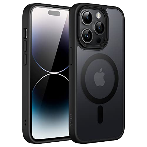 JETech Magnetisch Hülle für iPhone 14 Pro Max 6,7 Zoll Kompatibel mit MagSafe, Durchscheinende Matt Handyhülle Rückseite Dünn Stoßfest Schutzhülle (Schwarz)