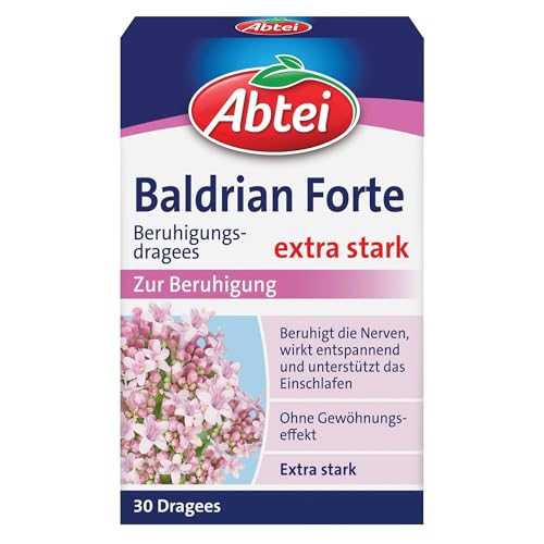 Abtei Baldrian Forte - Baldriantabletten - zur Beruhigung, bei Schlaf- und Einschlafstörungen - pflanzlich - hochdosiert - ohne Gewöhnungseffekt - 30 Dragees