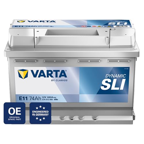 VARTA Automotive DYNAMIC SLI (E11) 12V 74Ah 680A - Nassbatterie KFZ mit Standardausstattung & ohne Start-Stopp System - Starterbatterie für einfachen Energiebedarf - Bleisäurebatterie wartungsfrei