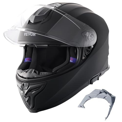 VEVOR Motorradhelm Motocross-Helme Integralhelm Größe S, Helme aus ABS mit Bluetooth-Schlitz & Wechselglas, DOT-geprüfter bequemer Motocross-Helm, für Jugendliche & Erwachsene schwarz