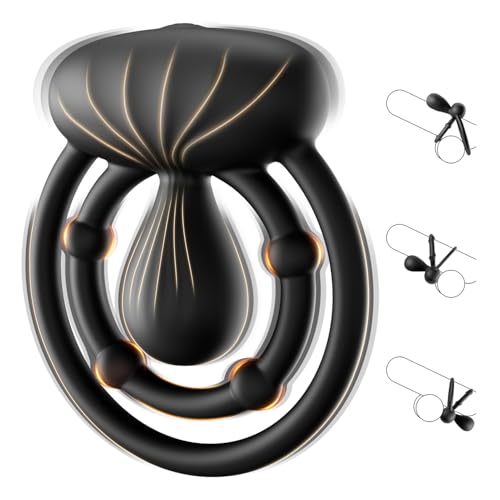 Cacuola Penisring Vibrator mit 360° Verstellbar Klitorisstimulation, Verzögerter Doppel Penis Ring Sex Spielzeug für die Paare Männer Frau, Penisringe Erotisches Sexspielzeug für Paare Extrem Sex Toys