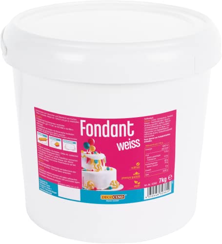 DECOCINO Fondant weiß – 7 Kilo Vorteilspack – ideal zum Verzieren von Kuchen, Torten, Cakepops – vegan & laktosefrei