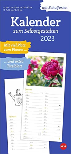 Kalender zum Selbstgestalten 2023. Blanko-Kalender zum Basteln mit extra Titelblatt für Ihr persönliches Kalender-Kunstwerk. Foto- und Bastelkalender 2023. 16x34 cm