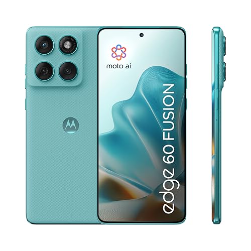 Motorola Edge 60 Fusion Smartphone (Robustes 6,67“-pOLED-Display Dank Corning Gorilla Glass 7i, widerstandsfähig, 50-MP-Kamera mit Moto-AI, 8/256 GB, 5100 mAh) Pantone Amazonite, inkl. Handyhalterung