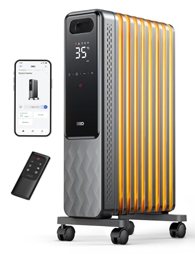 Dreo Ölradiator Energiesparend 2000W, Mobile Elektroheizung 9 Rippen mit Fernbedienung, 3 Heizstufen, 4 Modus, 24h Timer, Überhitzungs-Kippschutz, Radiatoren Elektrisch Heizung mit Thermostat, OH310