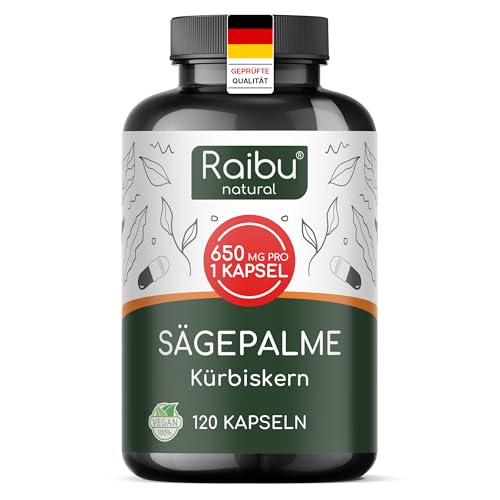 Saw Palmetto Extrakt (Sägepalmenextrakt) mit Kürbiskern Kapseln - 650 mg Extrakt pro Kapsel davon 27.5 mg Phytosterole (5%) - Hochdosiertes Sägepalmextrakt + Kürbiskernextrakt - Ohne Zusätze
