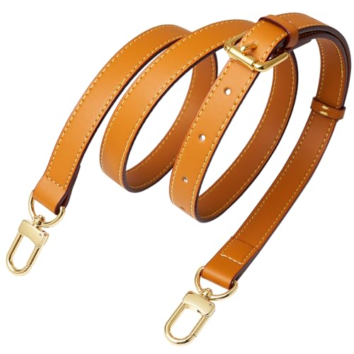 BMBMLV Vachetta Lederriemen Verstellbarer Crossbody-Gurt für kleine Taschen Pochette Mini NM Eva Favorite PM MM Nano Speedy, Honig Braun Gelb