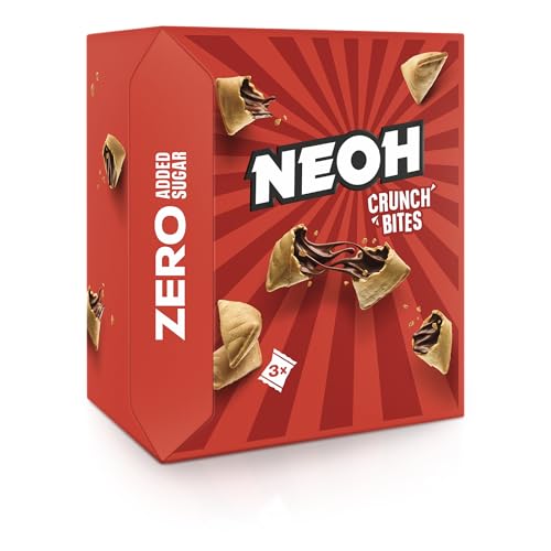 NEOH Schoko Bites | Kein Zuckerzusatz, 100 kcal pro Portion, Crunchy Bites mit cremiger Haselnuss-Kakaofüllung, Perfekt für unterwegs oder als Müsli-Ersatz | Keto-freundlich, Low-Carb | 3x29g Packung