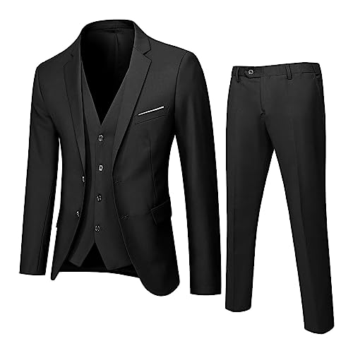 JiJiRuDU Anzug Herren 3 Teilig Slim Fit Anzüge Modern Herrenanzug 3-Teilig Sakko Hose Weste für Business Hochzeit