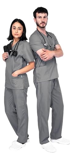 Unisex Medizinische Berufsbekleidung Set - Kasacks Damen Und Kasack Herren, Weiche Und Bequeme Passform, Berufsbekleidung Pflege Uniform, Kassak Set Pflege Modern, Atmungsaktives Gewebe