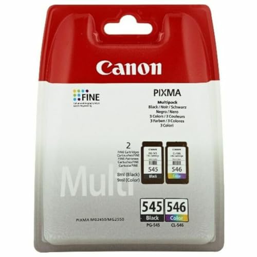 Canon PG-545 CL-546 BLISTER Vorteilspack 2 Tintenpatronen (Schwarz Farbe) (Veraltete Kunststoffverpackung 2018)