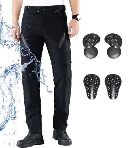 CTBQiTom Motorradhose Herren and Damen Mit Protektoren,Wasserdicht und Atmungsaktiv Motorrad Biker Hosen Mit CE abnehmbaren Schutz,Schwarz,M