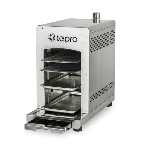 tepro Steakgrill Toronto, Keramikgrill-Infrarot Brenner / Gasgrill mit 3 kW Leistung, max. 800 Grad Gas, Piezozündung, Maße ca. 23 x 56 x 40,5 cm, Silber