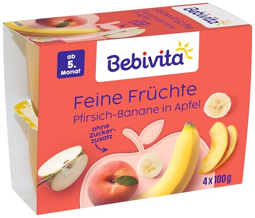 Bebivita Pfirsich-Banane in Apfel, 6er Pack ( 6 x 4 x 100 g )