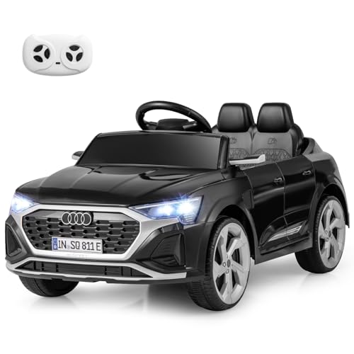 FANTASK Kinder Elektroauto, 12V Kinderauto Audi SQ8 mit 2,4G Fernbedienung & Hupe & Scheinwerfer & Musik, 3-Gang Elektrofahrzeug für Kinder 3-5 Jahre, 3-5 km/h (Schwarz)