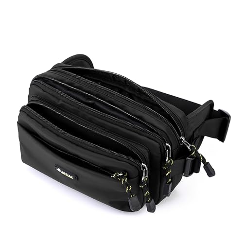 Bauchtasche wasserdichte Gürteltasche für Herren Damen Sportlich Hüfttasche mit 6 Reißverschlusstaschen Nylon Fanny Pack für Hundespaziergänge, Outdoor, Laufen, Reise, Wanderung