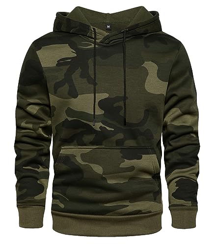 MANLUODANNI Herren Pullover Fleece Sweatshirt Tarnung Kapuzenpullover, armee-grün, XL