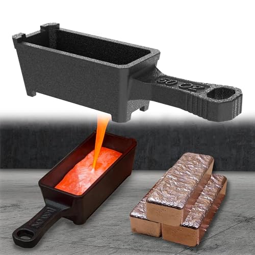 lormuzi 50 oz Gusseisen Barrenform mit Griff – Gussform für Schmelzen und Gießen von Edelmetallen wie Gold, Silber, Kupfer, Aluminium, Messing