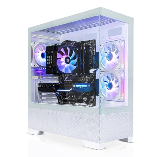 SYSTEMTREFF Gaming PC weiß AMD Ryzen 5 5600 6x4.4GHz | Nvidia RTX 5050 8GB DX12 | 1TB M.2 NVMe | 16GB DDR4 RAM | WLAN Desktop Computer Rechner für Gamer, Zocker & Streamer