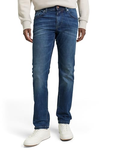 TOM TAILOR Denim Herren 1008286 Aedan Straight Jeans, 10281-Mid Stone Wash Denim, 32W / 32L