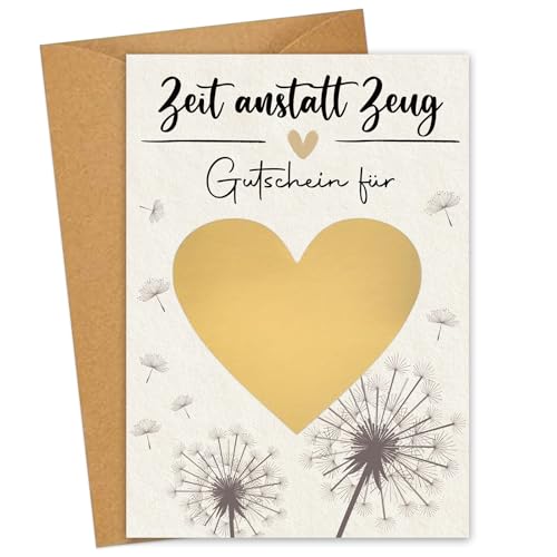 JOYEASE Gutscheine zum selber ausfüllen, Zeit anstatt Zeug, Rubbelkarten zum selber beschriften mit Umschlägen, Gutscheinkarte zum Selbstausfüllen, Geburtstagskarte