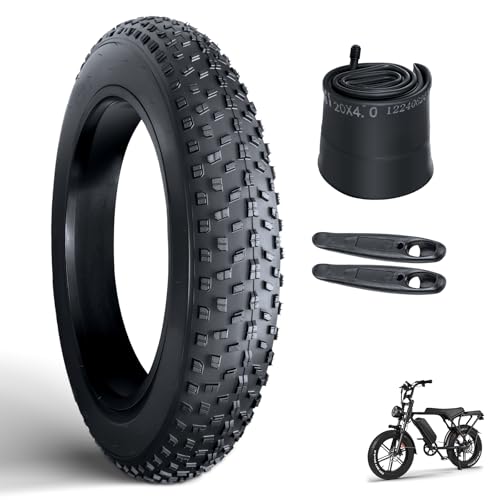 OUXI 20x4.0 Fat Tire Schlauch, Pannensicherer Fat Tire mit Schlauch, Faltbarer MTB-Ersatzreifen, Fat Bike Reifen Kompatibel mit 20x4.0 E-Bike All-Terrain Richtungsprofil Fahrradreifen und Schläuche