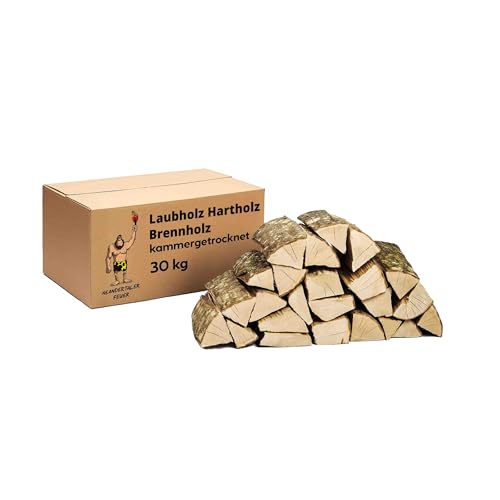 Neandertaler Feuer Brennholz Kaminholz Hartholz – Grillholz 25 cm 30 kg Feuerholz | Holz für Grill Kamin Smoker Ofen | Firewood Anfeuerholz | Holzkamin Laubholz
