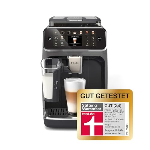 Philips Serie 5500 Kaffeevollautomat inkl. Latte Go, SilentBrew-Technologie, Schnellstart. Aromatischer Kaffee aus frisch gemahlenen Bohnen, 20 Heiß- und Eisgetränke, Grau (EP5544/50)