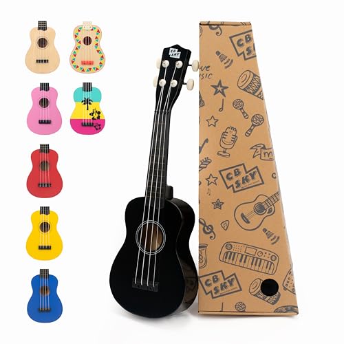 CB Sky Soprano Ukulele 53cm Anfänger, Schüler Hawaiian Gitarre (Black) 3-5 5-9 Jahre alt