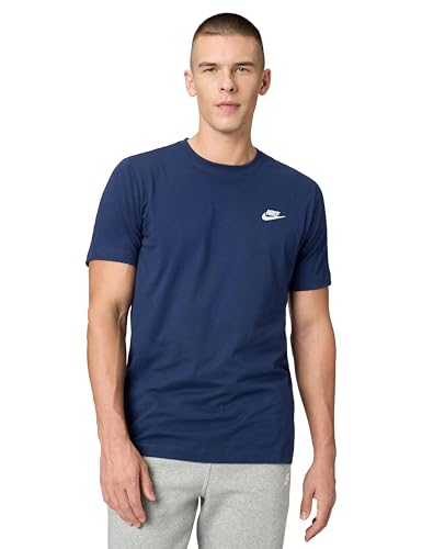 Nike Herren T-Shirt Sportswear Club, Midnight Navy/White, M, AR4997-410