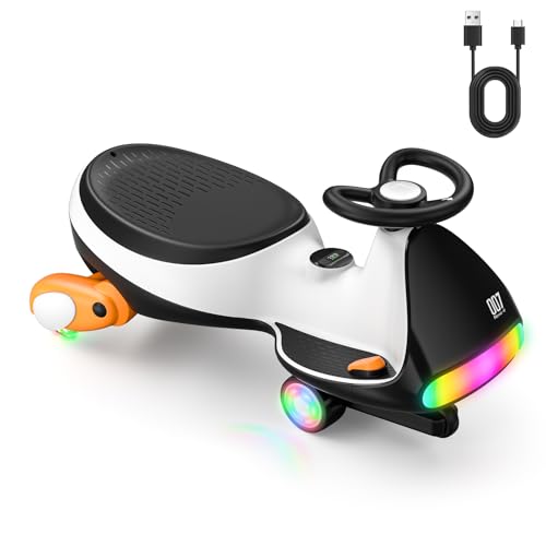 FanttikRide N7 Ultra Elektrisches Kinderauto mit Pedal, Kinder Auto, MagicMute Motor, 2 Geschwindigkeiten, 9 Farbmodi, Digitalanzeige, Bluetooth, für Kinder ab 3 Jahren, 68KG, Pinguin Schwarz