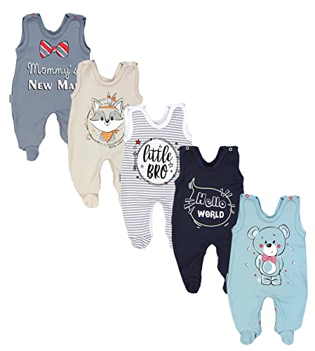 TupTam Baby Unisex Strampler mit Aufdruck Spruch 5er Pack, Farbe: Junge, Größe: 68