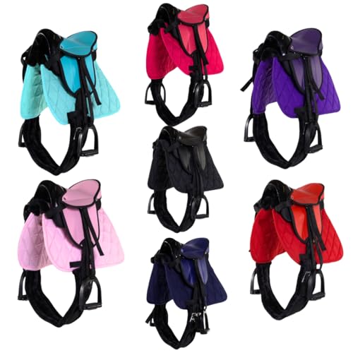 PFIFF 103120 Sattelset „Pro“ für Spiel- oder Holzpferde, Komplettset für Kinder, Kindersattel, Spielsattel, Set in Einheitsgröße, Lila