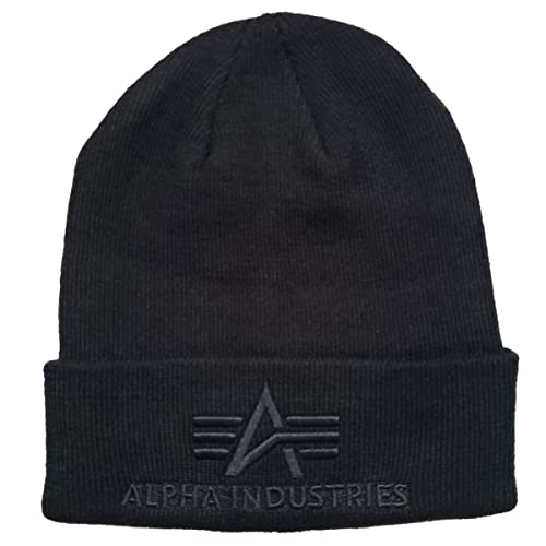 Alpha Industries Herren 3D Strickmütze aus Acryl Beanie-Mütze, Black, Talla Única