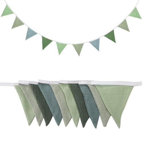 TNSLAND Girlande Wimpelkette Kinderzimmer Wimpelkette Stoff Wimpelkette Outdoor Wetterfest Kinderzimmer Deko Gartenparty Happy Birthday Girlande Dekorationen Deko Geschenk Bonbonfarben (Groen)