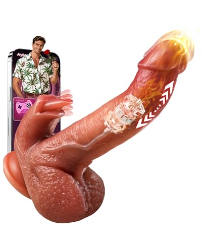 Dildo Leckfunktion 81 Lustmodi mit KI-interaktiven 9 Vibrations & Stoßvibration Sex Spielzeug für die Frau, Flüssigsilikon Penis Heizstäbe Vibrator, Doppelte Stimulation für G-Punkt &Klitoris