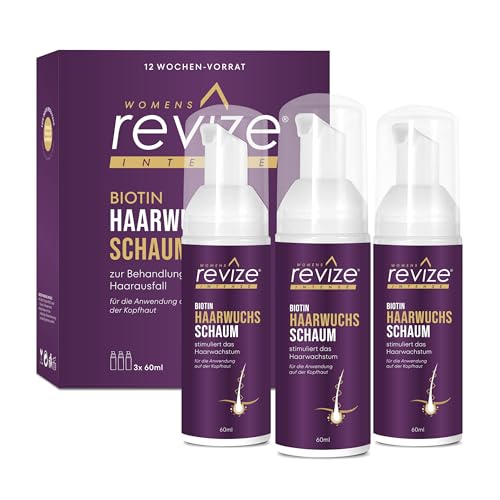 REVIZE Women’s Haarschaum zur Stimulation des Haarwachstums 3 x 60 ml - gegen Haarausdünnung & für spürbar volleres Haar - angereichert mit Biotin & Aloe Vera - 3-Monatsvorrat für Frauen