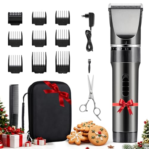 Haarschneidemaschine Profi Haarschneider Leiser Motor Selbstschärfende Titanium Keramik klingen Langhaarschneider Akku Kabellose 2000mAh Batterie Haartrimmer Set für Familien