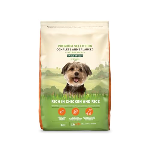 by Amazon Hundefutter für ausgewachsene Hunde (Adult) kleiner Rassen, Fein zubereitetes Trockenfutter reich an Huhn und Reis, 3 kg (1er-Pack)(Zuvor eine Marke von Lifelong, gleiches Produkt)