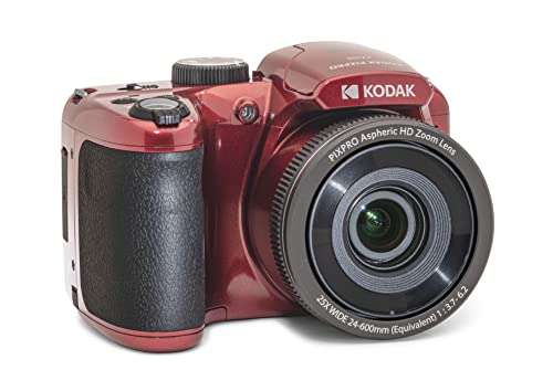 KODAK PIXPRO Astro Zoom AZ255-RD 16MP Digitalkamera mit 25-fachem optischen Zoom, 24 mm Weitwinkel, 1080P Full HD Video und 7,6 cm LCD, Rot