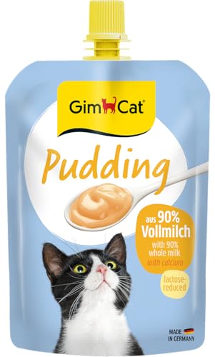 GimCat Pudding mit Calcium - Katzensnack aus echter laktosereduzierter Vollmilch für gesunde Knochen - 1 Beutel (1 x 150 g)
