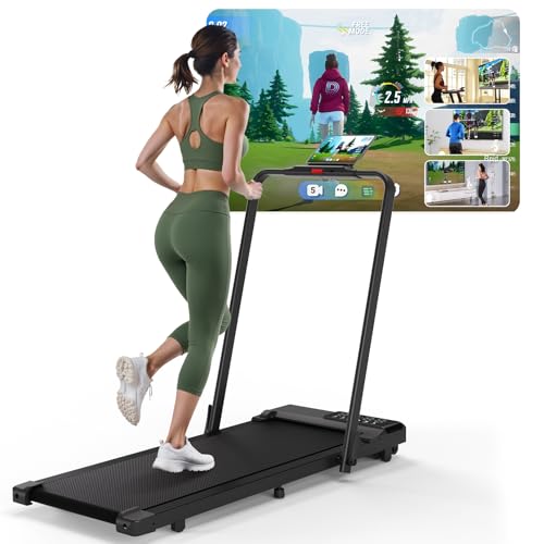 Walking Pad Klappbar Laufband für Zuhause 1–12 km/h 3-in-1 Walking Pad Max Belastung 136KG Klappbares Laufband für Zuhause & Büro mit APP und KI-Training Couses