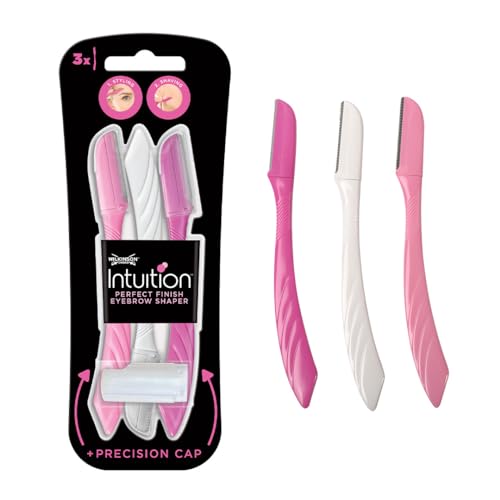 Wilkinson Sword - Intuition Augenbrauenformer für Frauen, 3 Rasierer, Gesichtshaarentferner und -trimmer, Peeling-Dermaplaning-Tool