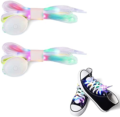 EHIOG Blinkende Schnürsenkel, LED-Nylon, 3 Modi 7 Farben Blinkenderfür,Beleuchtung,Party,Hip-Hop,Tanzen,Dekoration,Radfahren, Wandern, Rollschuhlaufen, Rollerblade