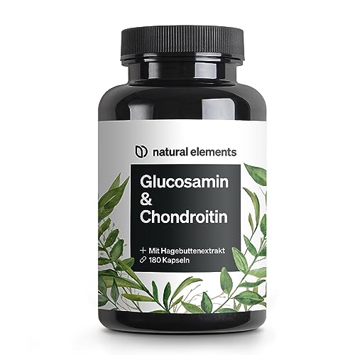 natural elements Glucosamin & Chondroitin – 180 Kapseln – mit Vitamin C für eine normale Kollagenbildung* – hochdosiert, ohne unnötige Zusätze – in Deutschland produziert & laborgeprüft