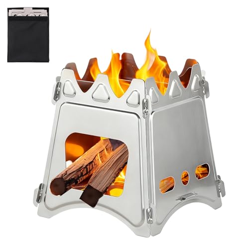 Mini Holzofen Outdoor Klein, Zeltofen für Kocher, Campingkocher, Faltbar & Tragbar, Kompakter Holzvergaser für Picknick, BBQ, Camping Ofen, Wandern, Reisen, Survival Ausrüstung