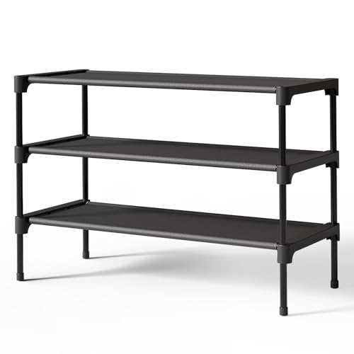 Kitsure Schuhregal für den Eingangsbereich - Stabiler & langlebiger Schuhschrank für den Schrank, platzsparendes schuhablage, 63 x 30 x 36 cm, Black