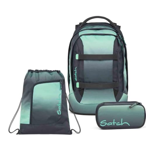 Satch Pack Schulrucksack Set 3tlg. inkl. Schlamperbox und Sportbeutel (Gradient Mint)