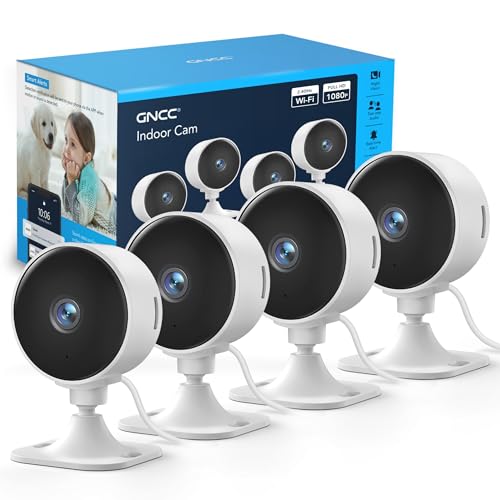 GNCC GC3 überwachungskamera Innen mit Nachtsicht, 1080P HD WLAN Indoor Kamera, Zwei-Wege-Audio, PIR Bewegungserkennung, Cloud & SD Speicher, Kompatibel mit Alexa & Google Home, 2.4Ghz WiFi, 4-Pack